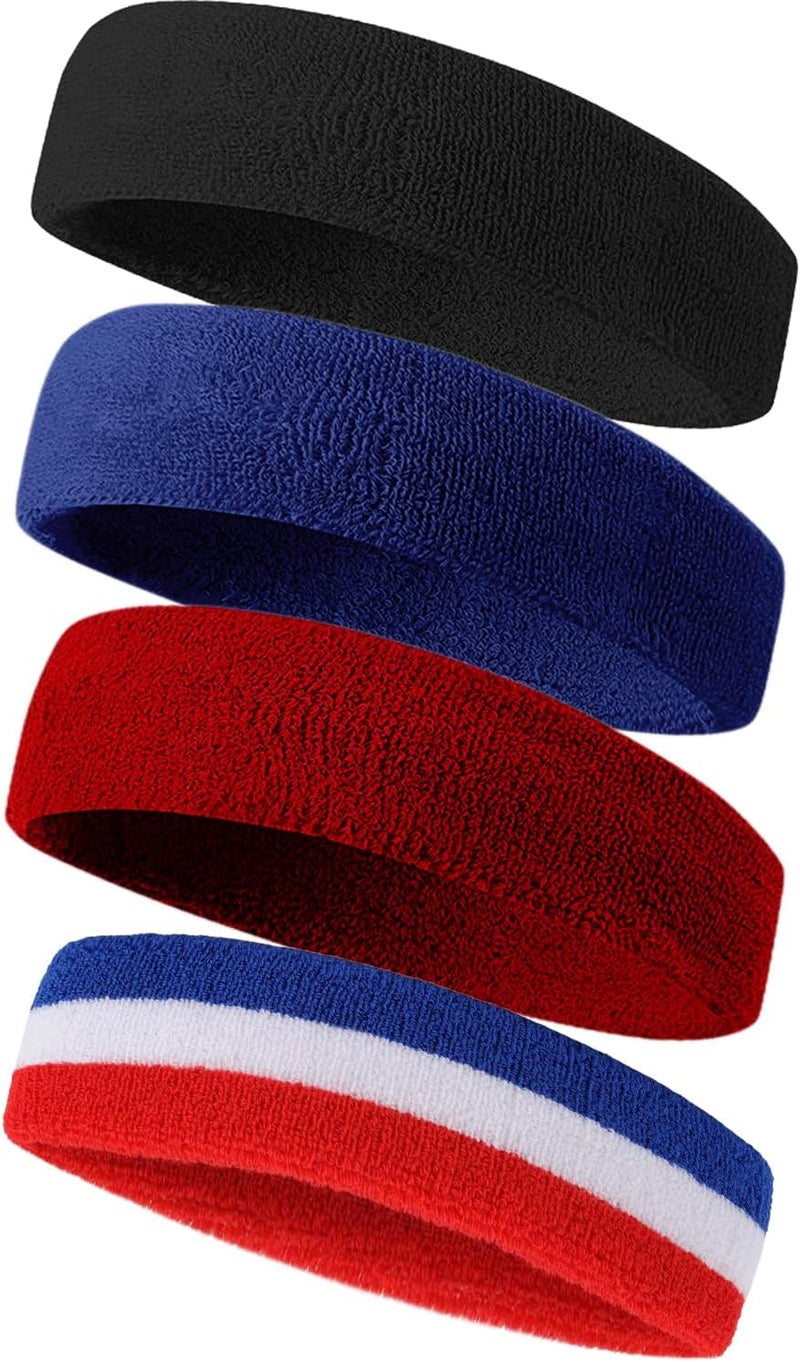 Tanluhu Sweatbands Sport Headbands for Men & Women,Terry Cloth Sweat Band for Tennis, Running, Basketball, Working Out, Execise - Athletic Sweat Cotton Headband Outdoor - Image 1